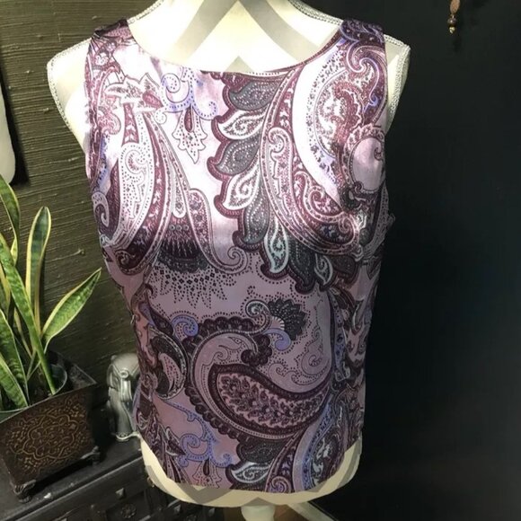 VIEN LADIES PAISLEY LAVENDER SLEEVELESS TOP PREOWNED SIZE L GREAT CONDITION - Picture 1 of 5